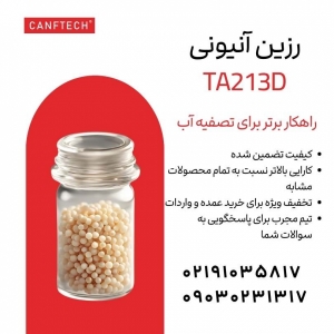 رزین آنیونی کنفتک TA213D :  دمینرالیزاسیون و حذف مواد آلی